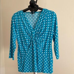 Chaus Teal Polka Dot Blouse